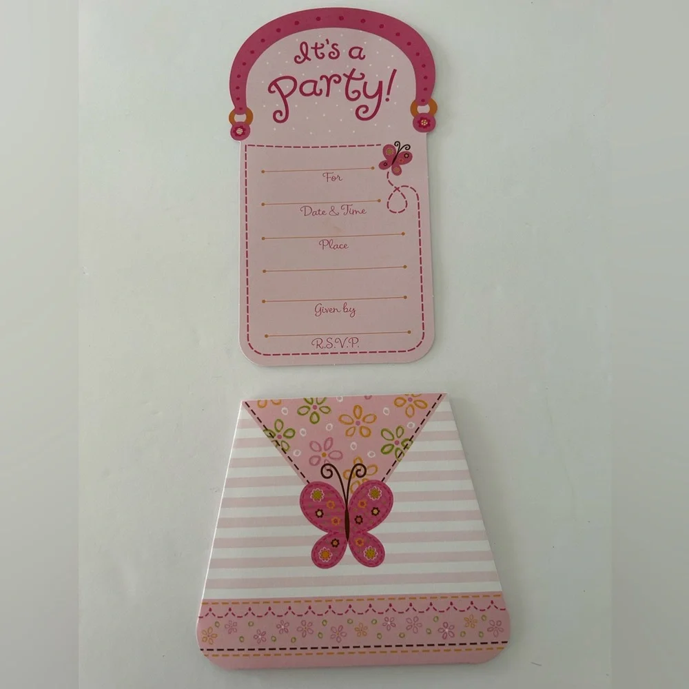 🦋 5/$25 - (2010) “It’s A Party” Purse Shaped Invitation Cards by Carlton Cards